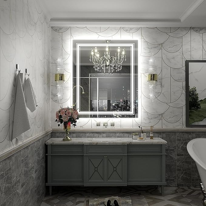 30x36 LED Bathroom Mirror, Lighted Mirror for Bathroom Wall, Backlit and Front lit, Dimmable, Anti-Fog, Shatterpoof, Memory (Horizontal/Vertical)