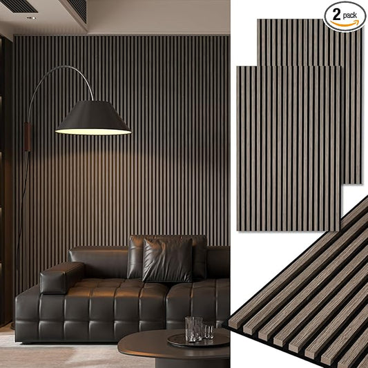 Art3d 2-Pack 48" x 24" Acoustic Wood Panels for Wall, Soundproof Wood Slat Panel for Wall and Ceiling, 3D Fluted Sound Absorbing Paneling for Interior Wall Decor, Living Room, Bedroom - Walnut