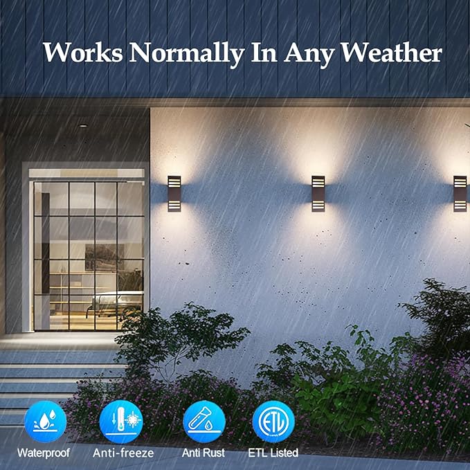 Modern Outdoor Wall Lights, Up and Down Color Changing Porch Lights,Cylinder Lights Outdoor Wall Sconce,Bronze Exterior Lighting Fixture Compatible with Smart Life & Tuya Smart