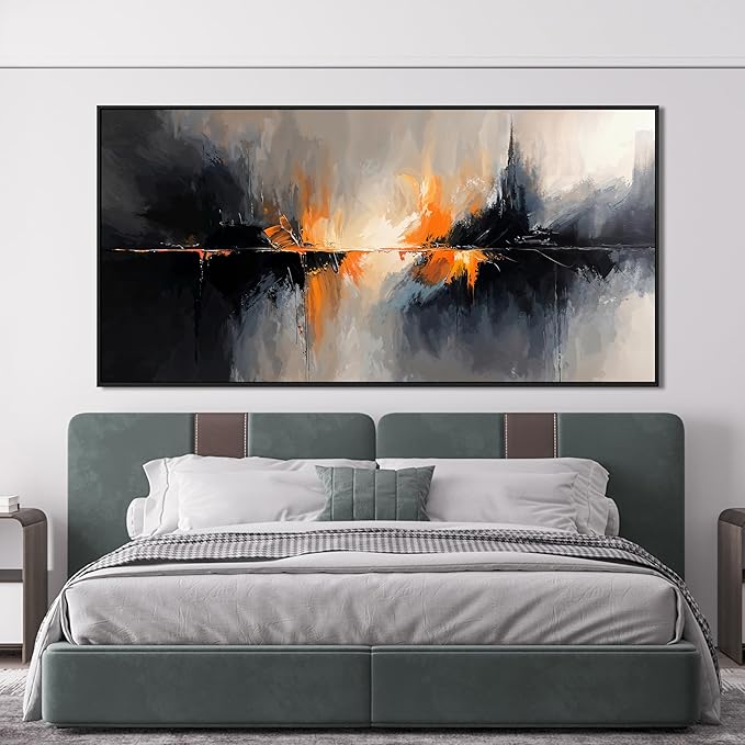 Abstract Wall Art Decor Black And White Wall Art Oversized Framed Wall Art Prints Art Work for Wall Decor Large Modern Wall Art Decor Abstract Canvas Art Bedroom Office Decorations 29" X 58"