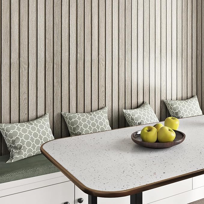 Livelynine 15.8x394 Inch 3D Wood Slat Wallpaper for Accent Wall Peel and Stick Wallpaper for Bedroom Living Room Walls Natural Wood Contact Paper Self Adhesive Paneling Wall Paper Decorative Pole Wrap