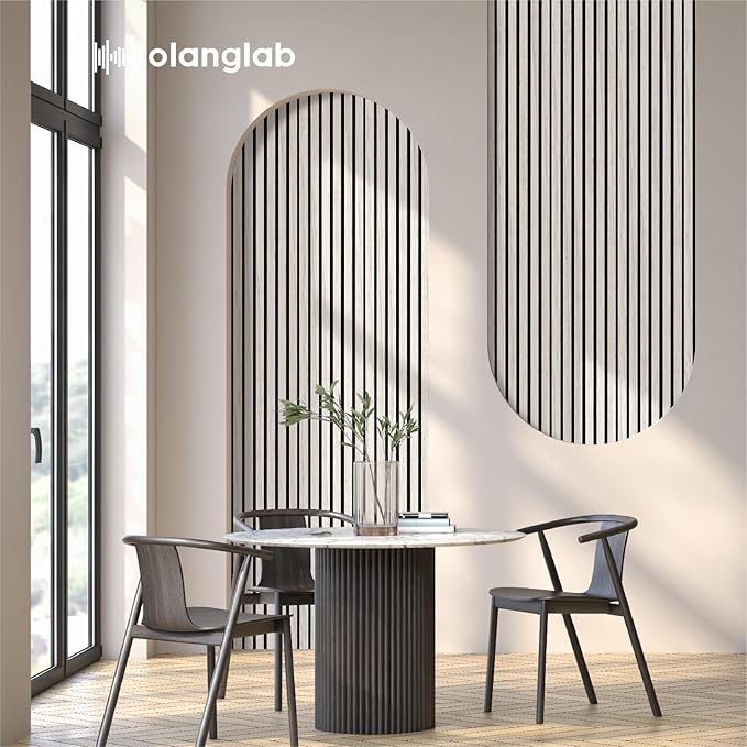 Olanglab Wood Slat Wall Panels 4 Pack, Wooden Acoustic Wall Panels, 94.5"x12.6" Each 3D Wall Panels for Interior Wall Decor (White-Extendo Trio)