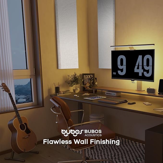 BUBOS 2 PCS Acoustic Panels,47.2''x11.8'' Fabric Soundproof Wall Panels,Self-adhesive Sound Absorbing Panels for Studios, Office, Home Theater, Fabric-Clad-N Linen