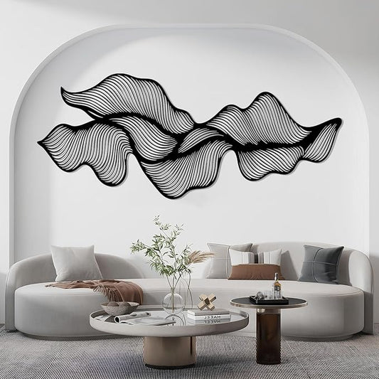 Abstract Line Metal Wall Art, Modern Luxury Line Metal Wall Decor, Irregular Geometric Wall Decor, Abstract Minimalist Line Wall Art, Contemporary Wall Hanging for Living Room (Black, 30"x12"/76x31cm)