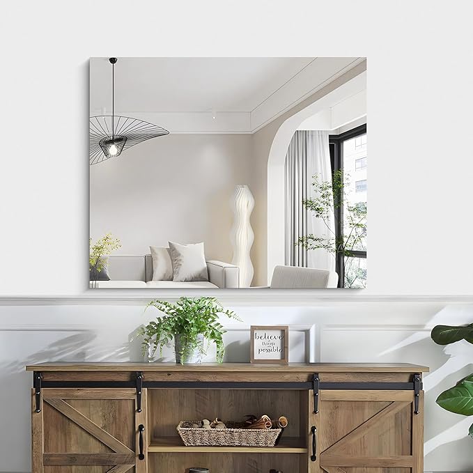 KOCUUY Frameless Bathroom Mirror, 30"x36" Frameless Mirror for Bathroom Sink, Unframed Mirrors for Wall Upgraded Shatterproof Design, Modern Decorative for Bedroom, Living Room, Entryway