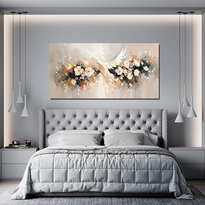 Canvas Wall Art Decor Wall Art Pictures for Living Room Colorful Flowers Wall Art Prints Artwork for Walls Dove of Peace Wall Art Decorations Art Work for Wall Decor Bedroom Office Decor 20" X 40"