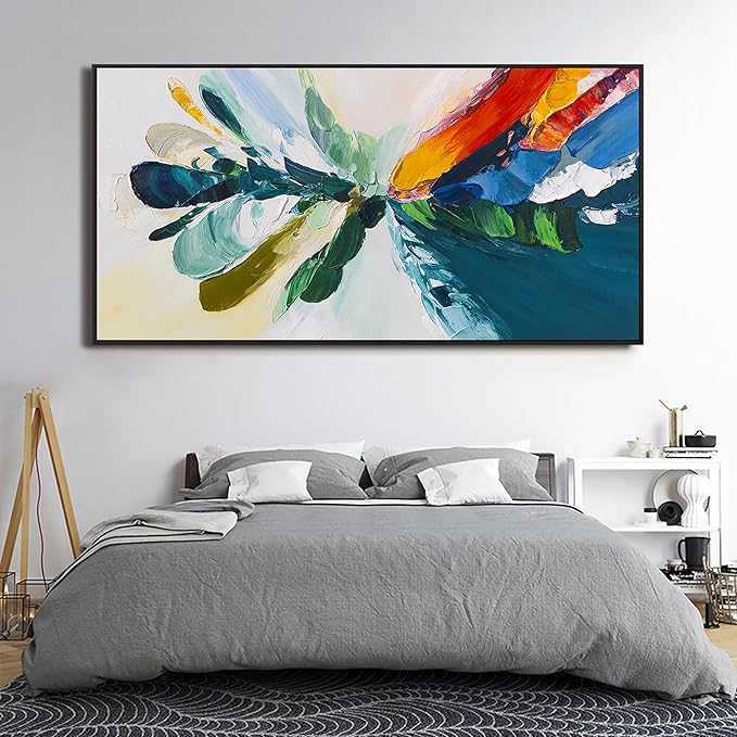 Canvas Wall Art Decor Large Framed Wall Art Prints Wall Art Pictures For Living Room Blue White Wall Art Decorations Canvas Abstract Art Wall Decor Artwork for Walls Bedroom Office Decor 29" x 58"