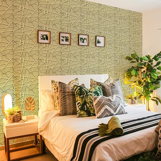 33 Pack 3D Wall Panels for Interior Wall Decor, 12''x12'' Champaign Gold Accent Textured Wall Panels, Wall Covering Panles for Living Room, Gaming Room, TV Background, Cover 32 Sq.Ft