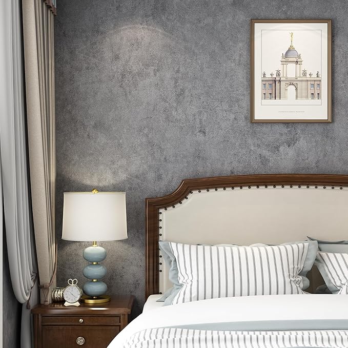 16"×118" Thick Dark Blue Grey Concrete Wallpaper Peel and Stick Waterproof Glossy Textured Gray Concrete Contact Paper Vinyl Wrap Self Adhesive Cement Tile Sticker for Countertops Kitchen Walls