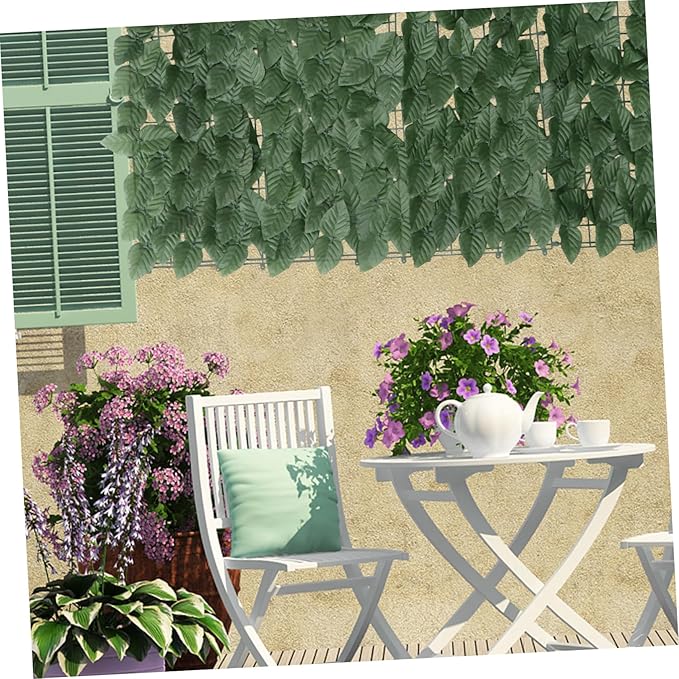 Artificial Leaf Hedge Fence Panel with Clasps UV Resistant Privacy Screen for Garden Balcony Wall Realistic Green Faux Leaves Decorative Outdoor Privacy Fence