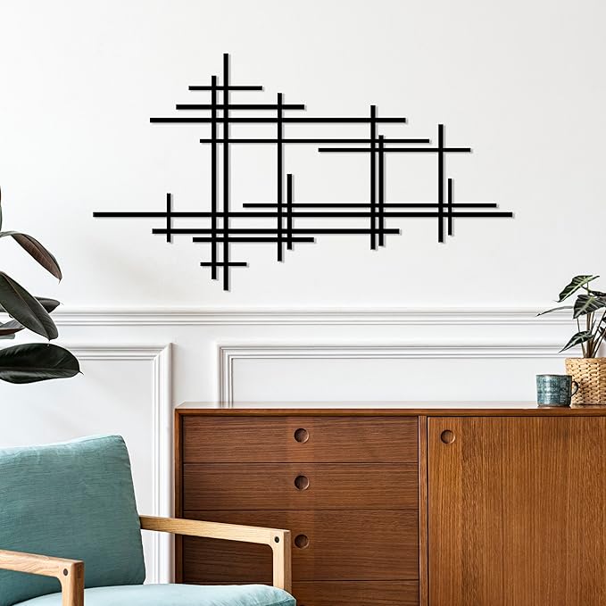 Modern Abstract Metal Wall Art, Mid Century Wall Decor, Luxury Style Decorations, Modern Minimalist Wall Sculpture, Metal Line Art for Home, Geometric Artwork, Large Above Bed Decor, Housewarming Gift
