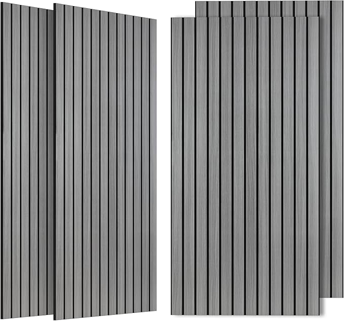 4 Pack Acoustic Panels for Wall, Soundproof Panels with Simulated Wood Grain Finish, 47.2”x23.6” Decorative Acoustic Wall Panel for Office,Home Theater,Studio,Living Room, Gray Oak
