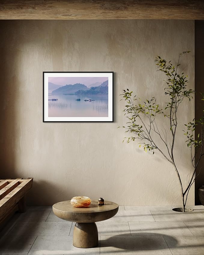 Oriental Beauty: Stunning Feng Shui Landscape Wall Art Prints for Home Decor in 3 Sizes (Misty Reflections: Serenity on a Mountain Lake, 20" x 30")