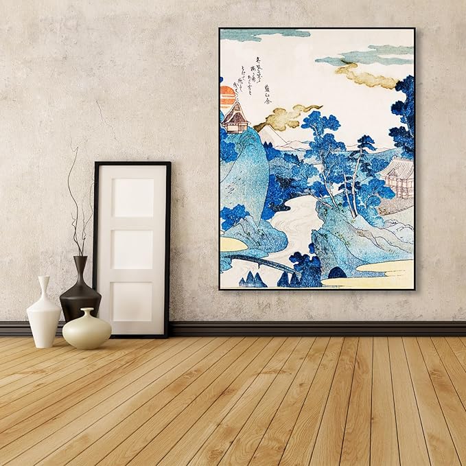 OKRA Utagawa Kuniyoshi Canvas Wall Art Mount Fuji Night View Poses Poster Japanese Ukiyo-E Woodcut Art Animal Nature Landscape Poster Japanese Classic Wall Decor Unframed 20×30in/50×75cm