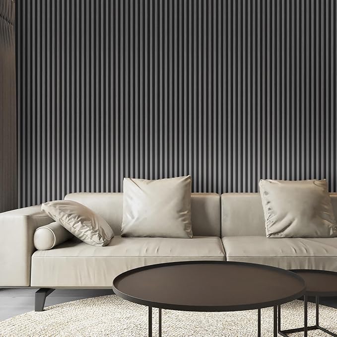 Art3d 8-Pack WPC Wood Slat Wall Panel for Interior Wall Décor, 3D Wood Fluted Acoustic Wall Paneling for Living Room Bedroom Home & Office Accent Wall Decor - 96 x 6 Inch Grey