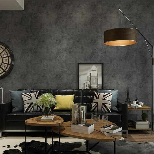 JSEVEM 48"×118" Extra Wide Thick Dark Blue Grey Concrete Wallpaper Peel and Stick Industrial Blue Gray Concrete Contact Paper Vinyl Waterproof Adhesive Cement Stickers for Kitchen Table Countertops