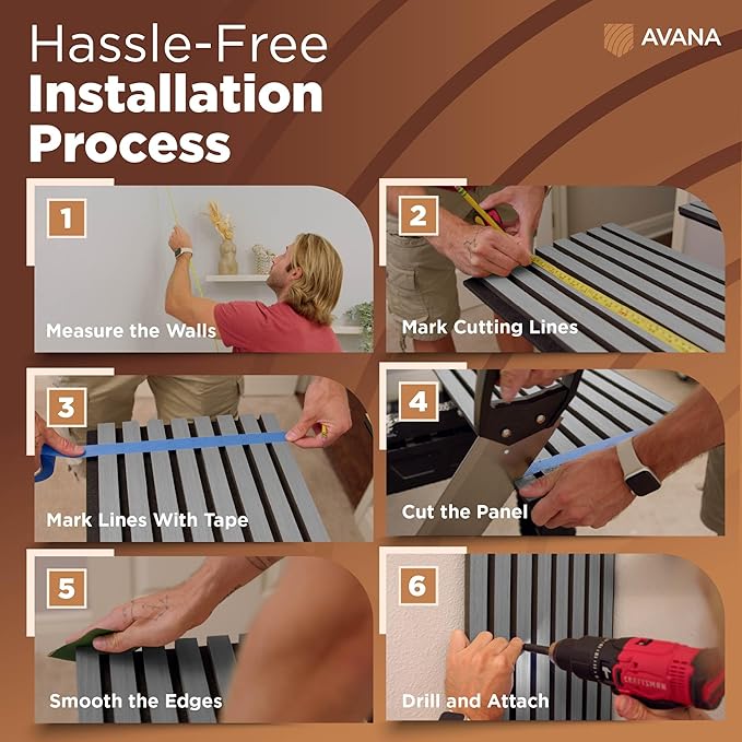 Avana Acoustic Wood Wall Panels – 94.4 x 12.6 Inch Gray Oak Acoustic Panels 2 PCs – Wall Panels For Interior Wall Decor For Homes, Offices, Studios – Pleasing Decorative Wood Panels For Wall