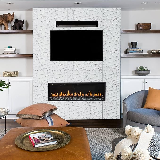 33 Pack 3D Wall Panels for Interior Wall Decor, 12''x12'' White Marble Accent Textured Wall Panels for Living Room, Gaming Room, TV Background, Cover 32 Sq.Ft