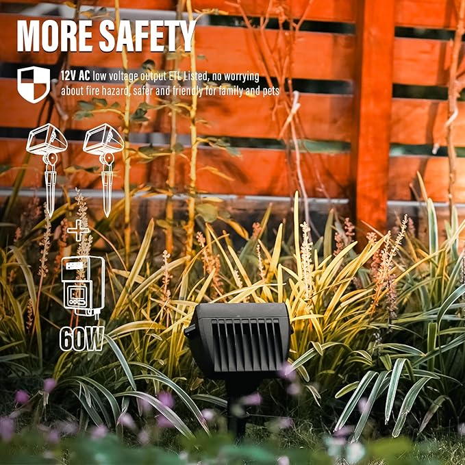 VENUS MANUFACTURING 2 Pack Low Voltage Wall Wash Lights 12V LED Landscape Lighting 18 Watt 600 Lumen Flag Light 2700K Warm White Metal Outdoor Spotlight Black Trees Light for Garden & Yard