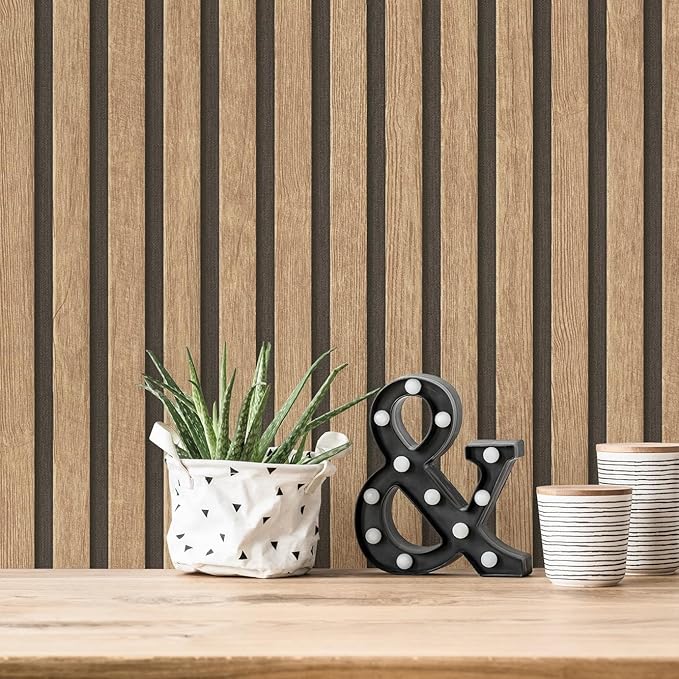 A.S. Création Wallpaper Wood Panels - Brown, Beige - Striped Wood Wallpaper 395.99in x 20.87in Made in Germany - 391091