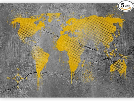 artgeist Premium Wall Mural World Map 98x69 in - XXL Non-Woven Wallpaper Fleece Wall Decor Photo Print Picture Image Design Map of The World k-A-0494-a-a