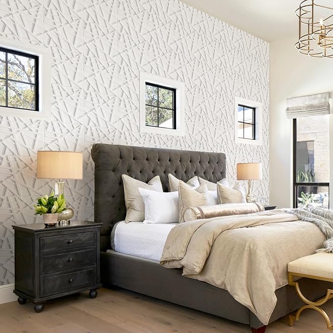 33 Pack 3D Wall Panels for Interior Wall Decor, 12''x12'' White Accent Textured Wall Panels, Wall Covering Panles for Living Room, Gaming Room, TV Background, Cover 32 Sq.Ft