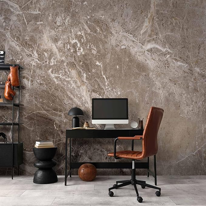 artgeist Premium Wall Mural Abstract 138x101 in - XXL Non-Woven Wallpaper Fleece Wall Decor Photo Print Picture Image Design Marble Beige Stone Wall f-B-10028-a-a