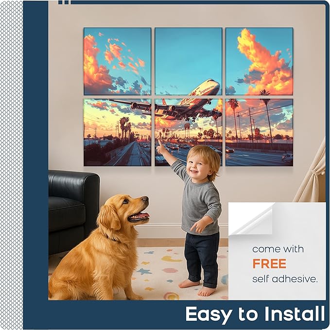 BUBOS 6 Pack Art Acoustic Panels Soundproof Wall Panel,70.8X47.2 Inches Large Absorbing Panel,Self-Adhesive Decorative Acoustical Panels, Acoustic Treatment for Home（Urban Wings）