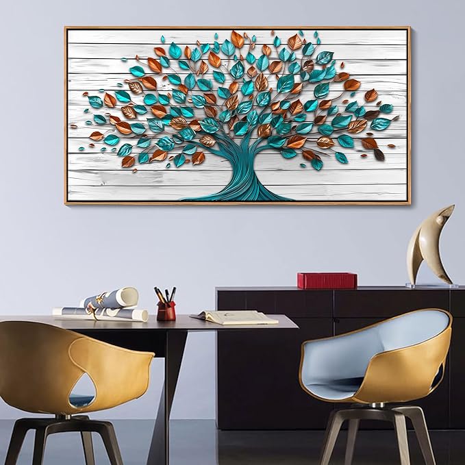 Mofutinpo Tree of Life Wall Art - Framed Art Work for Living Room, Office, Bedroom & Kitchen Decor (29x58IN)