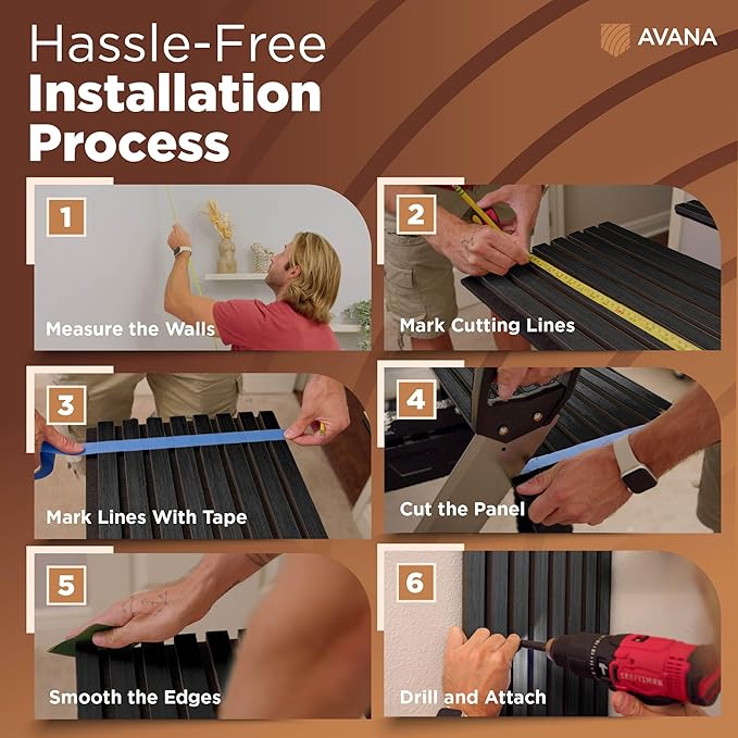 Avana Acoustic Wood Wall Panels – 47.2 X 12.6 Inch Black Oak Acoustic Panels 2 PCs – Modern Wall Panels For Interior Wall Decor For Homes, Offices, Studios – Sturdy And Durable Wood Panels For Wall