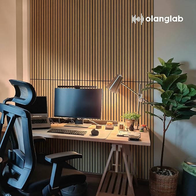 Olanglab Wood Veneer Acoustic Wall Panels 6 Pack, 23.6"×47.2" Sound Absorbing Wall Panels for Interior Wall Decor, Warm Oak