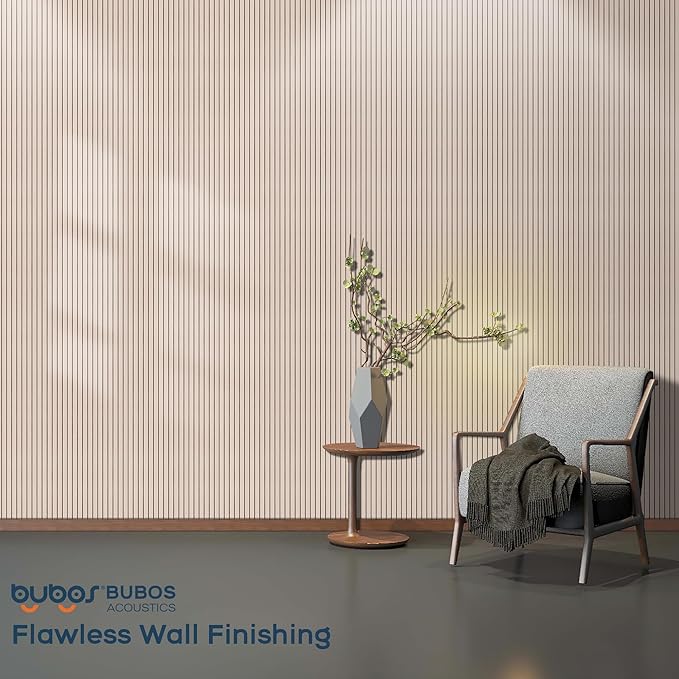 BUBOS 10 Pack Large Acoustic Panels, 48"X 12"X 0.4" Sound Proof Panels for Walls,Decorative Self-Adhesive Acoustical Wall Panels,3D Slat Sound Panels for Home Office Studio (Camel 01)
