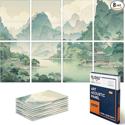 BUBOS 8 Pack Art Acoustic Panels Soundproof Wall Panel,47.2X31.4 Inches Sound Absorbing Panel,Self-adhesive Decorative Acoustical Wall Panels, Acoustic Treatment for Ceiling Home Office（Chinese Charm）
