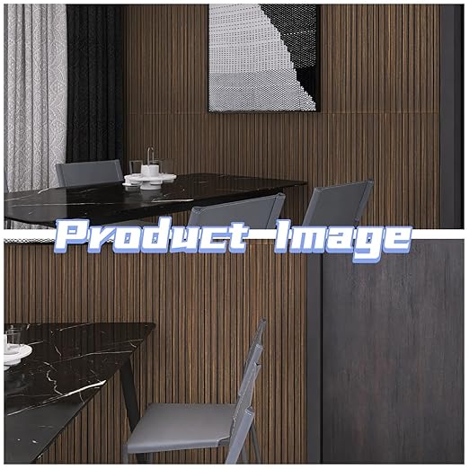 Modern Wood Slat Wall Panels, Peel and Stick, Decorative Wall Covering, Natural Wood Finish (Dark Walnut)