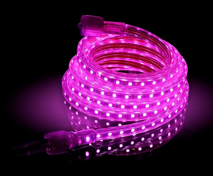 CBConcept UL Listed, 20 Feet,Super Bright 5400 Lumen, Pink, Dimmable, 110-120V AC Flexible Flat LED Strip Rope Light, Commercial Grade, Indoor Outdoor use, Ready to Plug n Shine