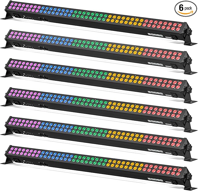 LED Stage Wash Light Bar, 80X2W RGB LED Wall Washer Light, DJ Stage Lights Bar with DMX/Auto/Sound Control Uplights for Events Wedding Disco Party Outdoor Indoor - 6Packs
