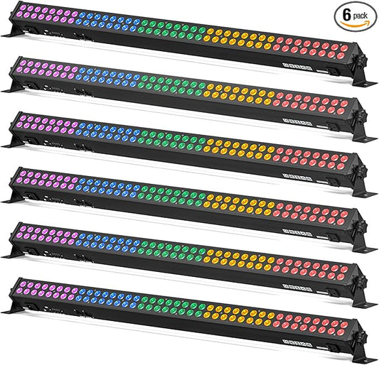 LED Stage Wash Light Bar, 80X2W RGB LED Wall Washer Light, DJ Stage Lights Bar with DMX/Auto/Sound Control Uplights for Events Wedding Disco Party Outdoor Indoor - 6Packs