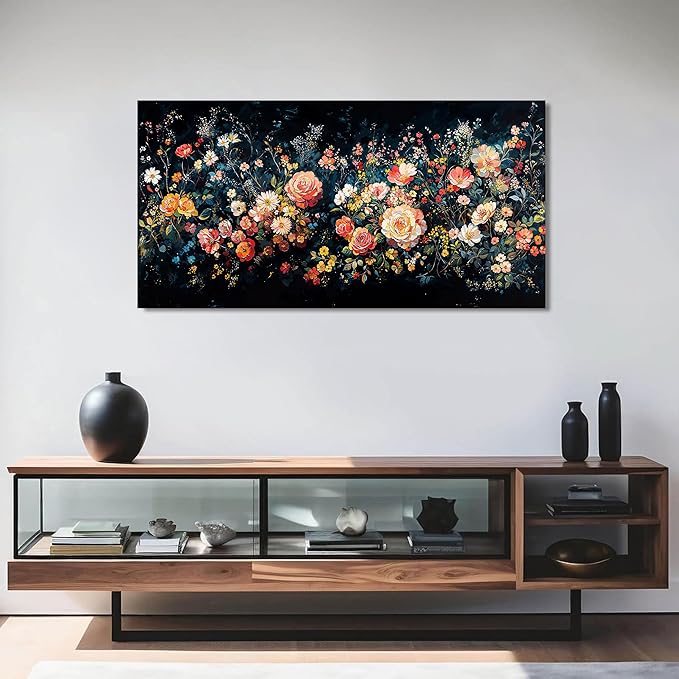 Canvas Wall Art Decorations Canvas Art Wall Decor Vintage Green Wall Art Decor Wall Pictures for Living Room Artwork for Walls Colorful Flower Wall Art Prints Bedroom Kitchen Wall Art Decor 20" X 40"