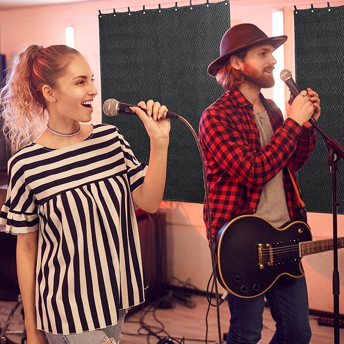 MABOZOO Studio Sound Blanket, Large Soundproof Blanket with Grommets, Heavy Duty Sound Dampening Noise Reducing Divider for Workshop, Basement, Laundry, Acoustic (Black, 96x80'')