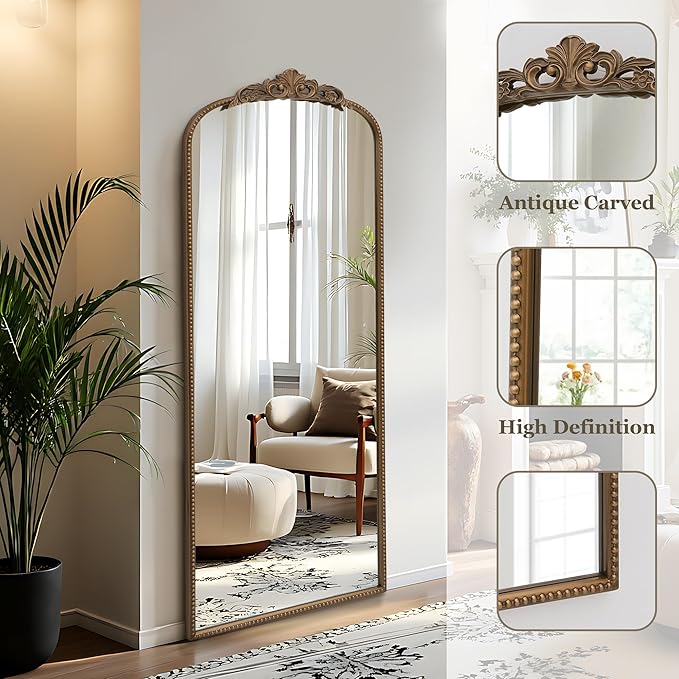 Micasso Gold Full Length Mirror: 56''x21'' Baroque Antique Floor Mirror - Traditional Ornate Vintage Long Mirrors for Wall/Dressing Room/Bedroom/Entryway/Hallway - Home Decor for Living Room