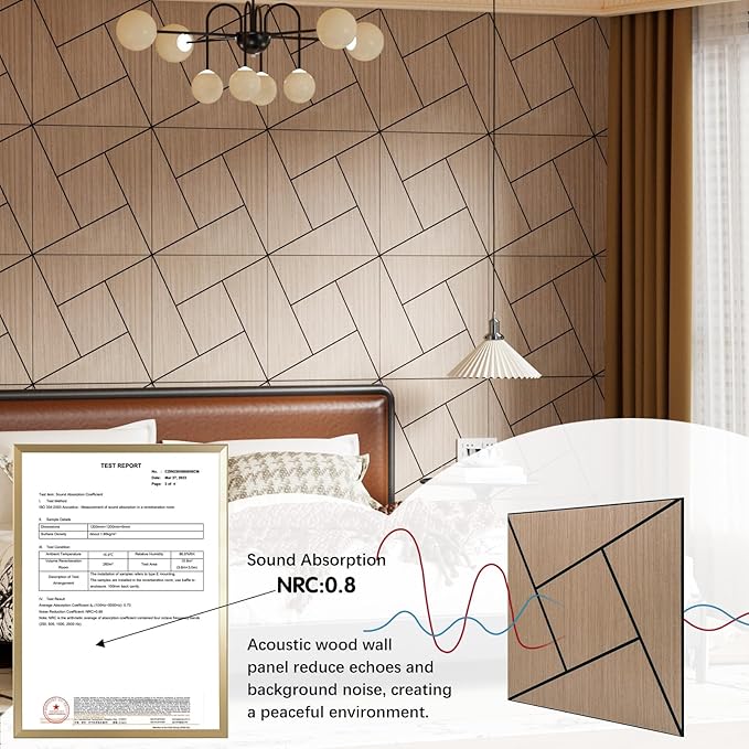 4 Packs Acoustic Wall Panels - Self-Adhesive 3D Wood Slat Wall Panel- Peel and Stick Sound Absorbing Panels for Noise Reducing - Feature Wall Decor for Home & Office