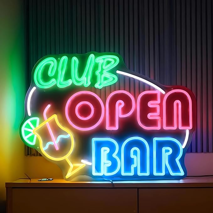 Open Bar Neon Sign Definition Bar Signs, Led USB Powered Bright Happy Hour Neon Light for Wall Decor Bar Pub Man Cave Party Art Decor