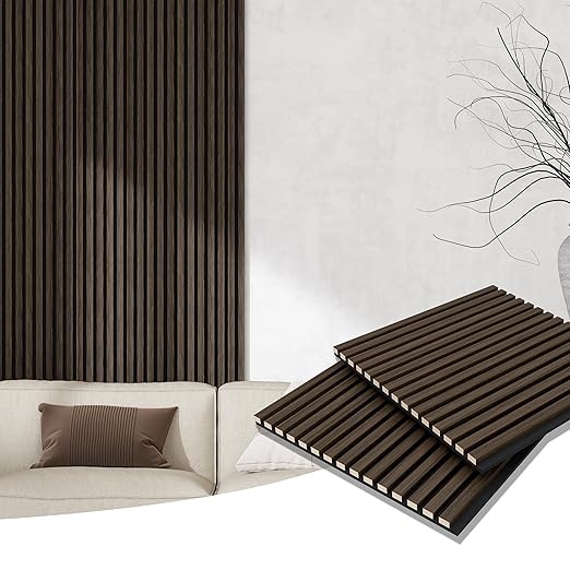 Casaphoria Acoustic Wall Panels, 4 PCS 23.6"x23.6", 3D Soundproof Wall Panels, Wood Slat Wall Panels for Home Office & Accent Walls, Walnut