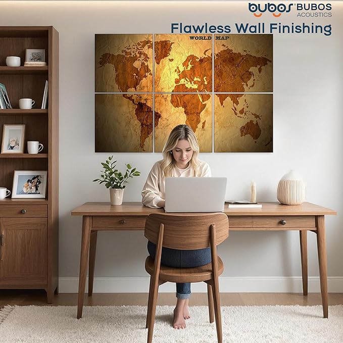 BUBOS 6 Pack Art Acoustic Panels Soundproof Wall Panel,70.8X47.2 Inches Large Sound Absorbing Panel,Self-Adhesive Decorative Acoustical Wall Panels, Acoustic Treatment for Home Office（World Map）