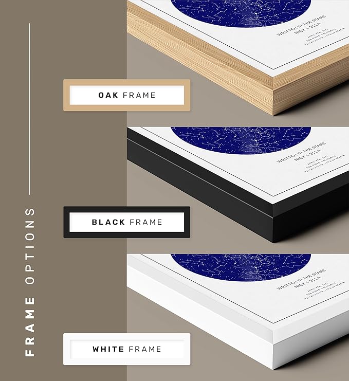 CELESTORY Custom Star Map Framed Night Sky Print Constellation Map Star Chart Gift Wall Art Poster Personalized Star Map for Specific Date Unique Gifts for Him Meaningful Gifts for Her - Twilight Blue