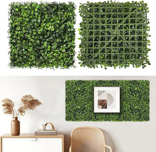 Artificial Grass Wall Panels, 16 PCS 10"x10" Boxwood Hedge Wall Panels with 100 Zip Ties, Boxwood Panels Backdrop for Outdoor Indoor Decorative Garden Fences Backyard Patio Privacy Hedge