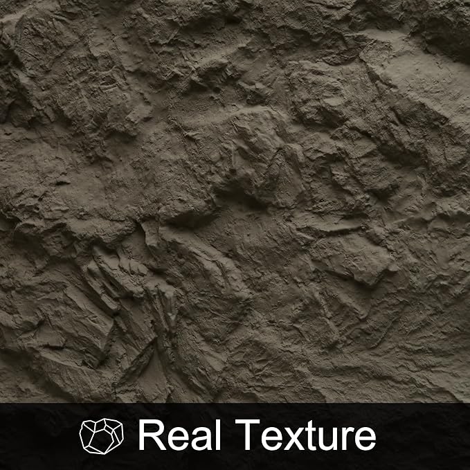 KASARO 3D Faux Stone Wall Panels, 4 PCS PU Wainscoting Panel for Interior Wall Decor, Cement Texture Thicker Accent for Home, Office, 43.3 × 23.6 inch, Grey