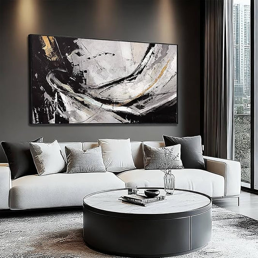 Abstract Framed Wall Decor Vintage Wall Art Neutral Canvas Poster 24"x48" Large Pictures for Living Room Office Decorations