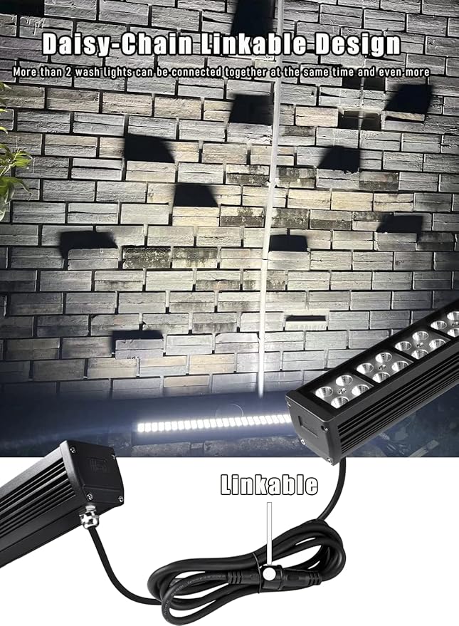 10x60' New Upgraded Wall Washer LED Lights, 72W 5000K Daylight Wall Wash Lighting, Linkable 120V LED Light Bar, IP65 Waterproof, 3.2ft/40 Outdoor/Indoor Stage Lighting Bar