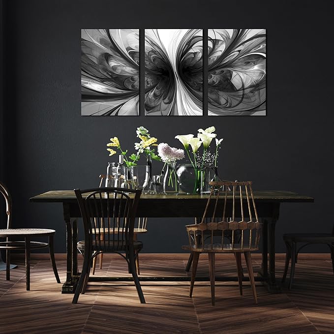 Black and White Wall Art for Living Room Abstract Canvas Wall Art Bedroom Home Office Wall Decor 16 x 24 Inch 3 Panels